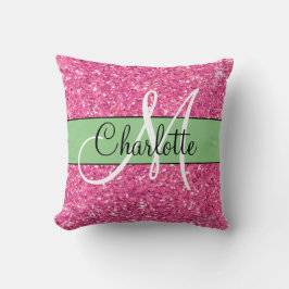 Rosa mousserande glitter monogrammet kudde