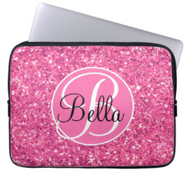 Rosa mousserande glitter mönster monogrammet laptop fodral