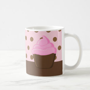 Rosa muffin med polka dotsmuggen kaffemugg