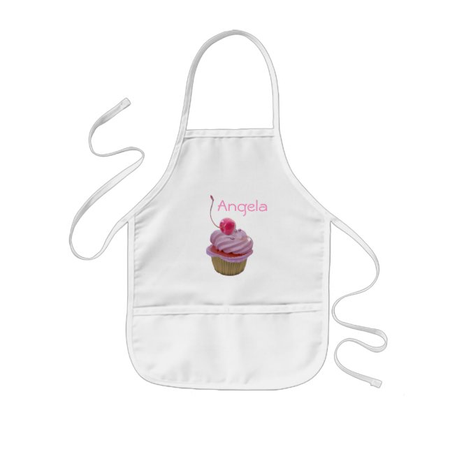 Rosa muffin och hjärtor barnförkläde (Framsidan)