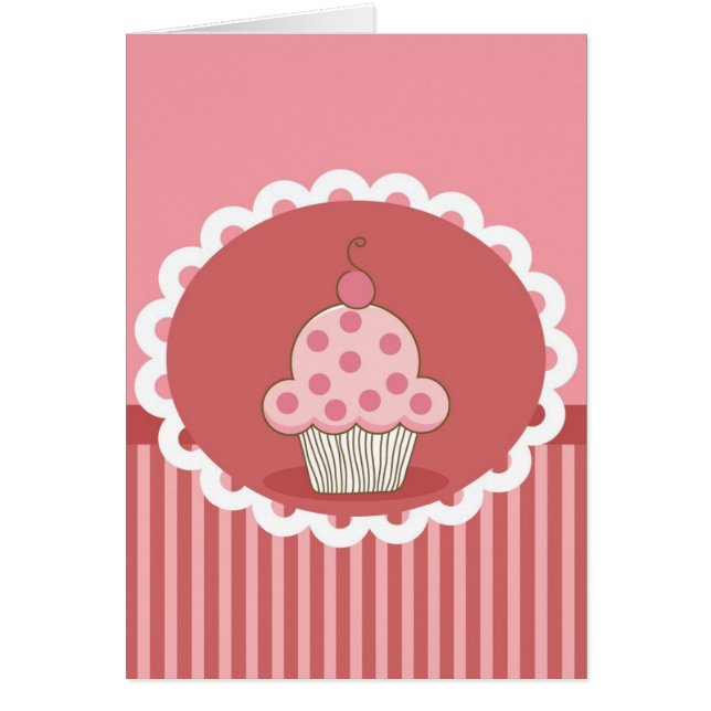 Rosa muffindesign hälsningskort (Framsidan)