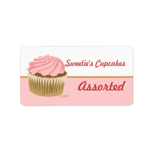 Rosa muffinetiketter adressetikett