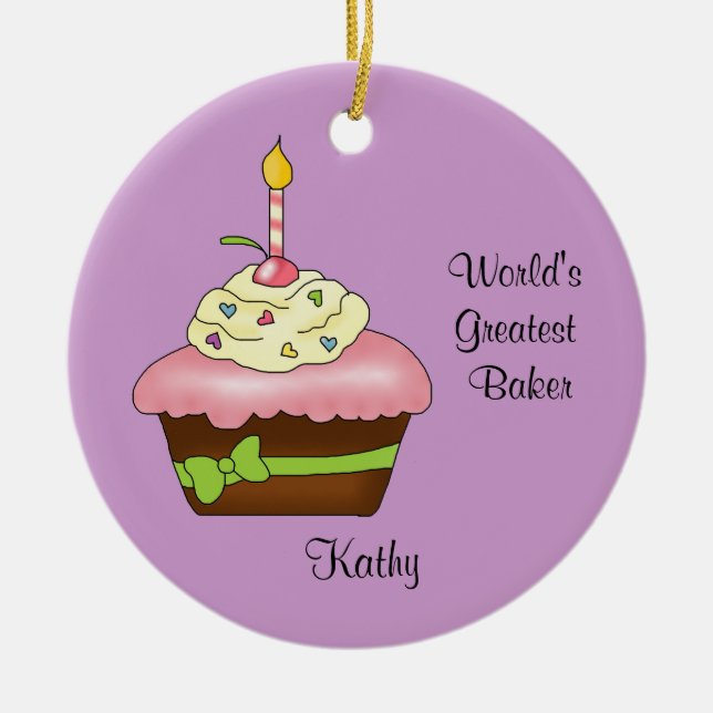 Rosa muffinjulprydnad julgransprydnad keramik (Framsidan)