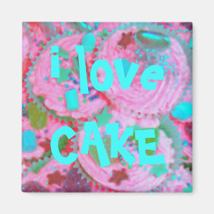 Rosa muffins älskar jag den tårta" kylmagneten magnet