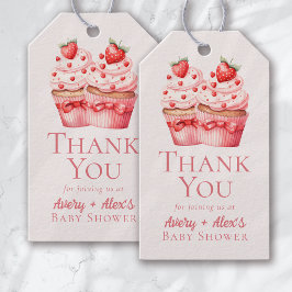 Rosa Muffins Baby Shower Tack Presentetikett