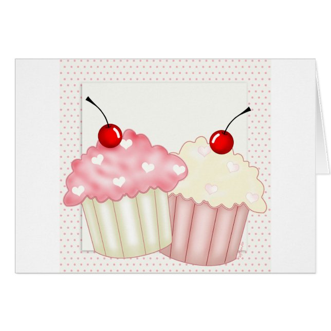 Rosa muffins hälsningskort (Framsidan Horizontal)