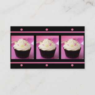 Rosa muffins på svart visitkortar visitkort