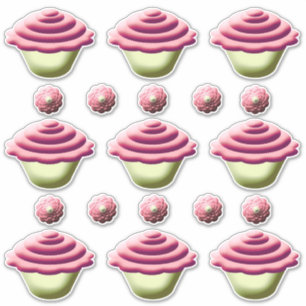 Rosa Muffinsar födelsedag Klistermärken