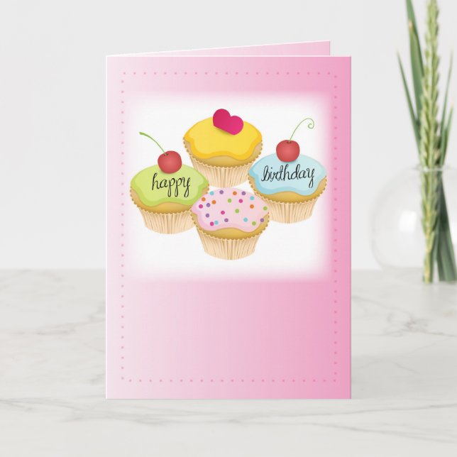 Rosa Muffinsar födelsedag Kort (Framsida)