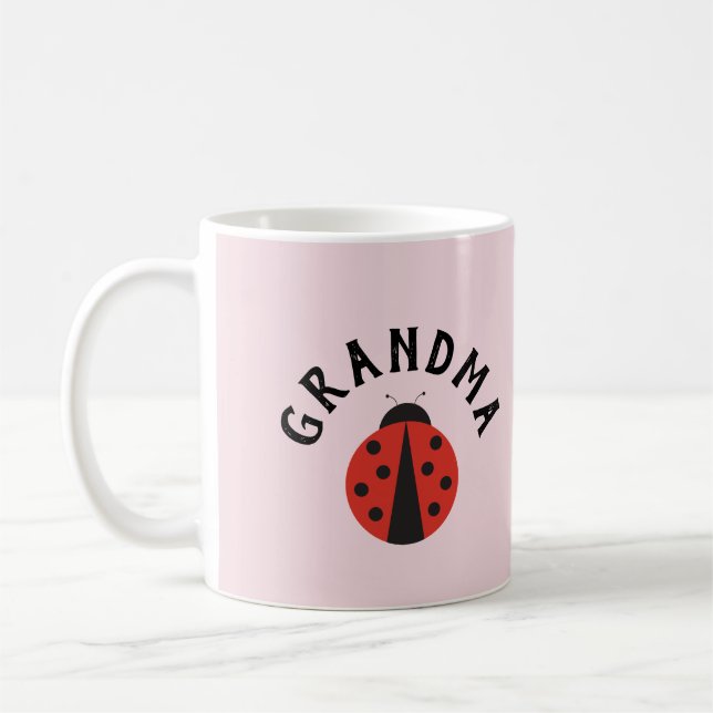 Rosa mugg med ladybug för mormor (Vänster)