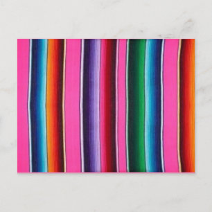 Rosa Multi Serape Mexican Blanket Vykort