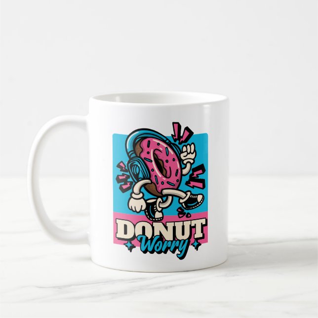 Rosa Munk Donut Oroa Dig Kaffemugg (Vänster)