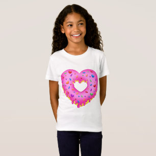 Rosa munk för hjärta med regnbågestänk tee shirt