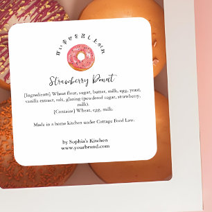 Rosa Munk Vattenfärg Bageri Ingrediens Produkt Fyrkantigt Klistermärke