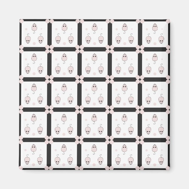 Rosa mus sömlös mönsterdesign - Söt dekoration Magnet (Framsidan)
