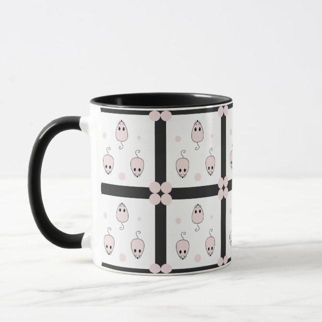 Rosa mus sömlös mönsterdesign - Söt dekoration Mugg (Vänster)