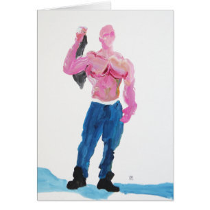 Rosa MusclemaninnehavT-tröja Hälsningskort