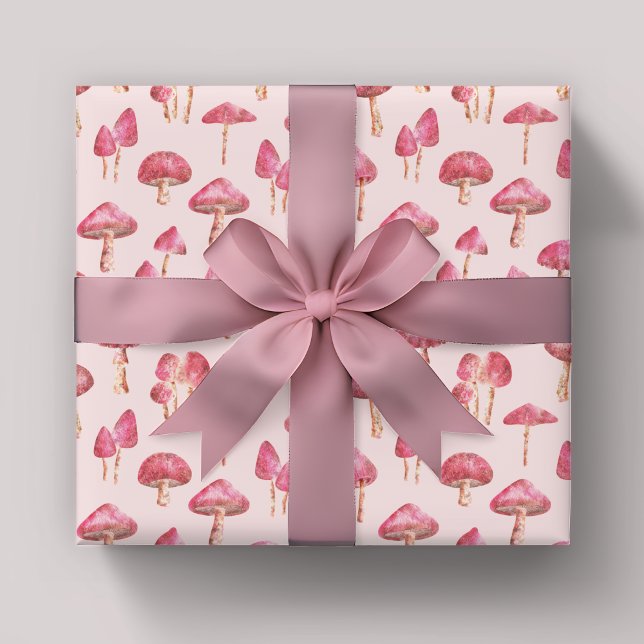 Rosa Mushroom Mönster Presentpapper (Pink mushroom wrapping paper)