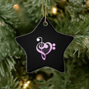 Rosa Music Musician Heart Julgransprydnad Keramik