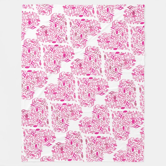 Rosa Music Note Hearts Fleece Blanket (Framsidan)