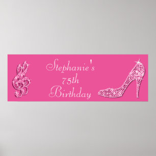 Rosa Music Note och Stiletto 75:e Birthday Poster