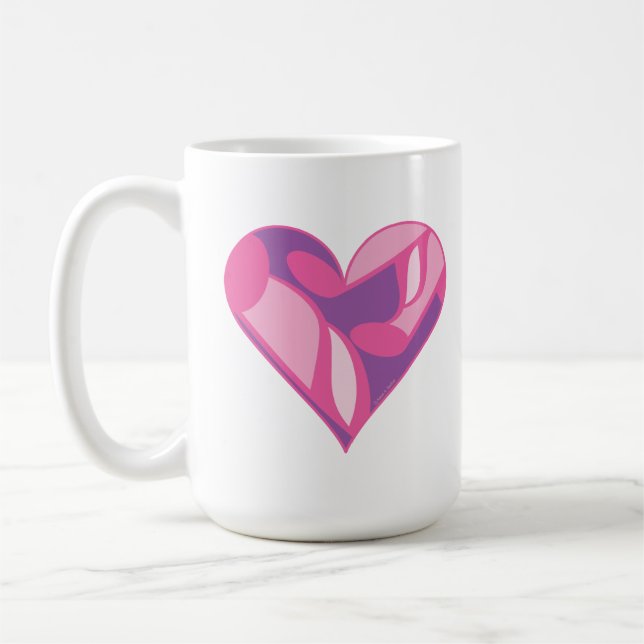 Rosa Music Note Patterned Heart Mugg (Vänster)