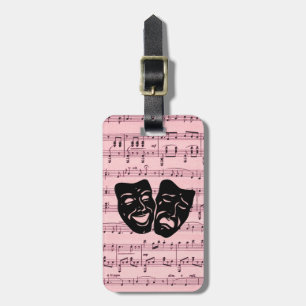 Rosa Music och teatermasker Bagagebricka