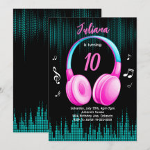 Rosa Musical Birthday-inbjudan