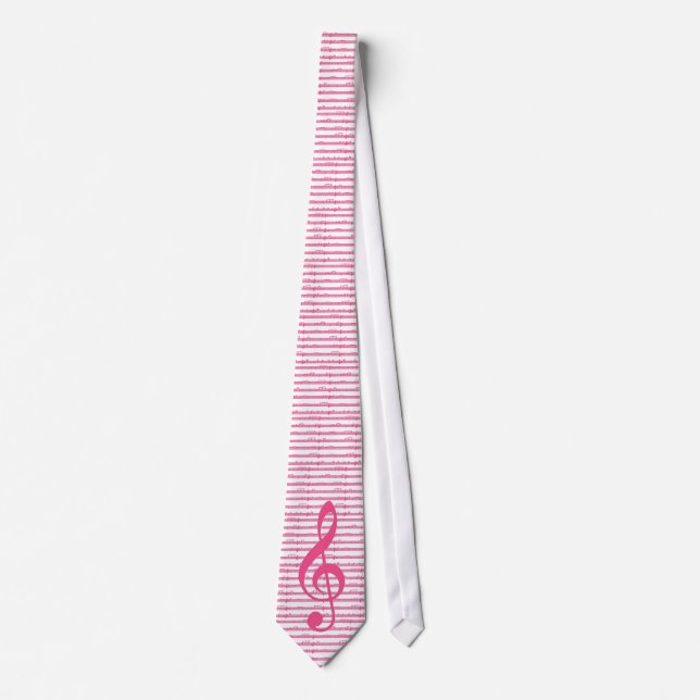 Rosa musikanteckning treble necktie slips (Framsida)