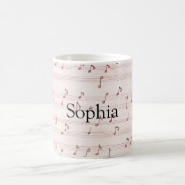 Rosa musiknotblad kaffemugg