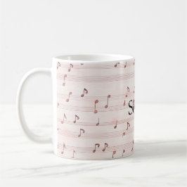 Rosa musiknotblad kaffemugg