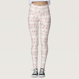 Rosa musiknotblad leggings