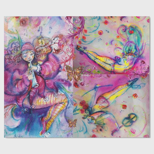 ROSA MUSISKA KLÄDER, BUTTERFLIES OCH BLOMMIGT SWIR PRESENTPAPPER (Platt)