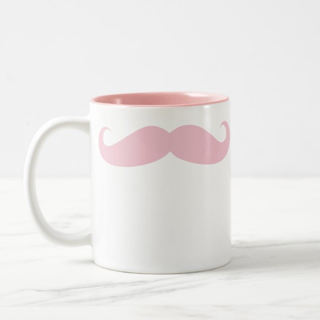 Rosa Mustache Coffee Beverage Mugg (Vänster)