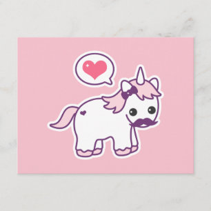 Rosa Mustache Unicorn Födelsedagsfest inbjudan