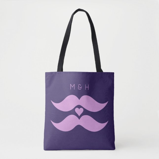 Rosa Mustacher anpassningsbar monogrampåsar Tygkasse (Framsida)