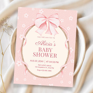 Rosa mysig baby shower inbjudningar