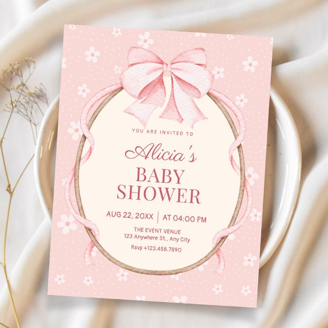 Rosa mysig baby shower inbjudningar (Skapare uppladdad)