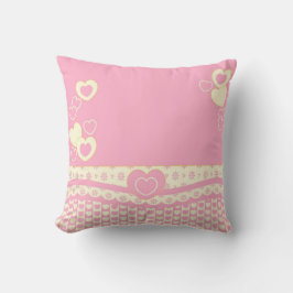 Rosa n White Heart i Snöre Pillow Kudde