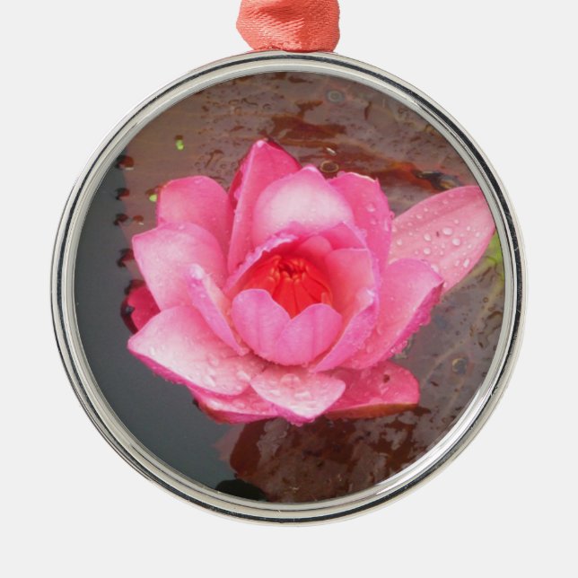 rosa näckros blomsterornament julgransprydnad metall (Framsidan)