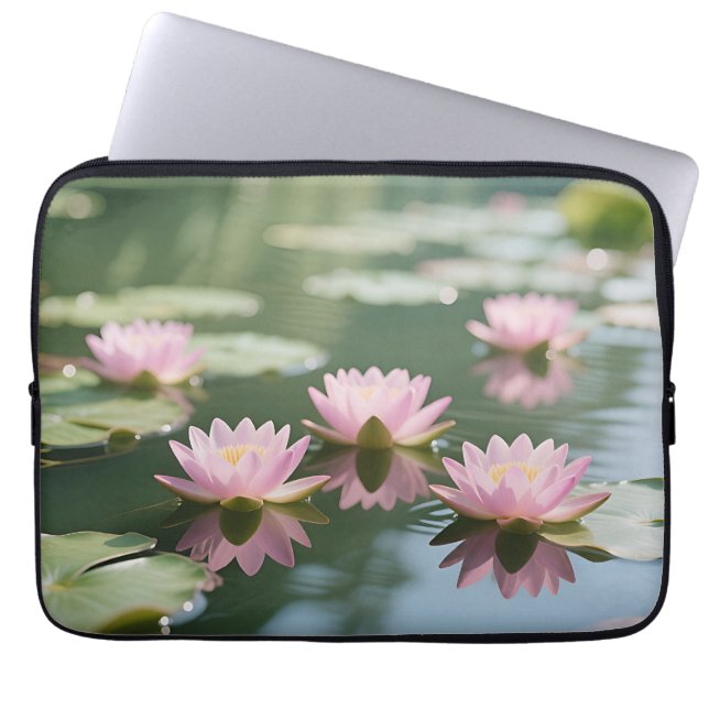 Rosa Näckrosdamm Serenitet Laptop Fodral (Framsidan)