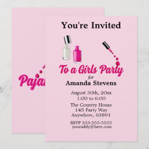 Rosa nagellack Pyjamasparty inbjudan
