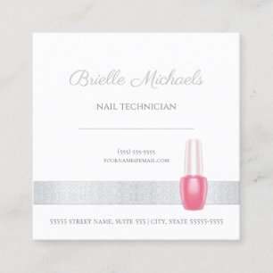 Rosa nagellacksteknikerdesign fyrkantigt visitkort