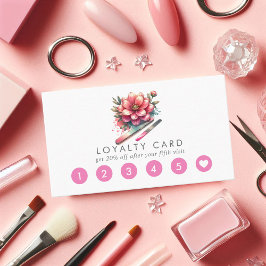 Rosa nagelsalong lojalitetskort