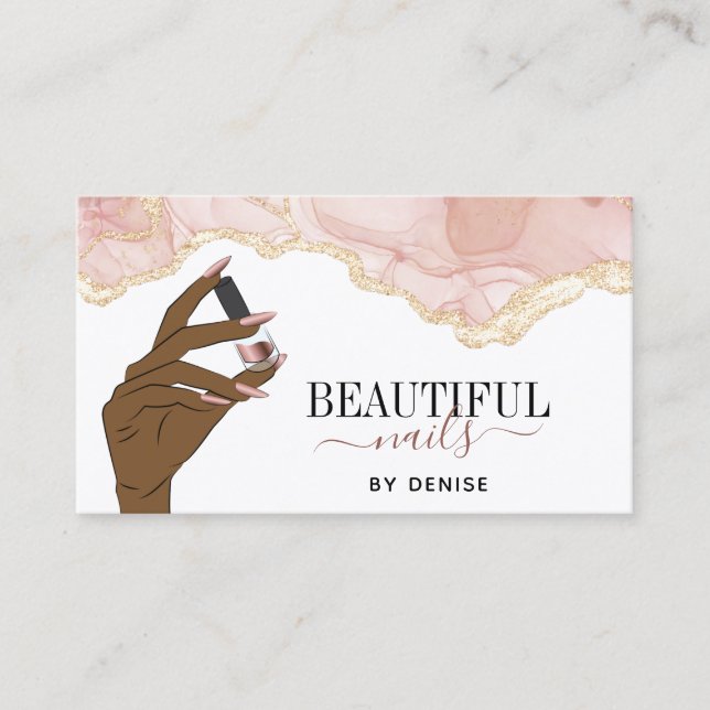  rosa nagelsalonist, nagel tekniker visitkort (Framsida)
