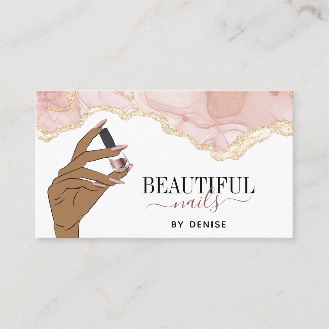  rosa nagelsalonist, nagel tekniker visitkort (Framsida)