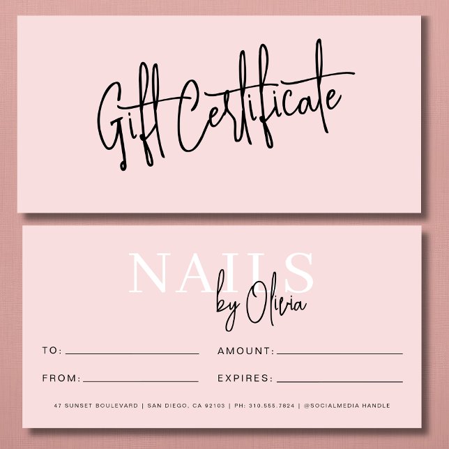  Rosa Nail Salon Logotyp Gift-certifikat (Skapare uppladdad)