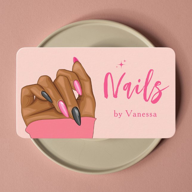  Rosa Nail Technician Modern Nagel Art Salon Visitkort (Skapare uppladdad)