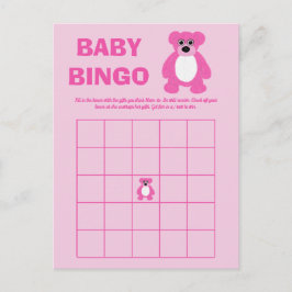 Rosa Nalle Baby Shower Bingo-spelkort Meddelande Vykort