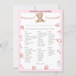 Rosa Nalle Baby Shower - Editable Namn, 5x7 Inbjudningar
